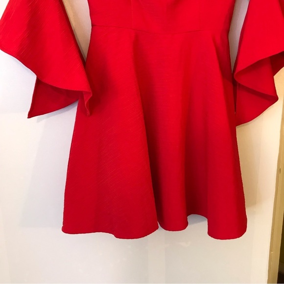 J.O.A. Red Bell Sleeve Off the Shoulder Dress Women's Size XS - Picture 6 of 14